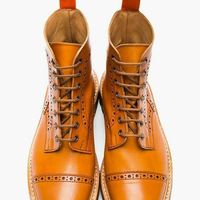 Handmade tan leather boots, brogue style dress boot mens, ankle lace up boots - Thumbnail 4