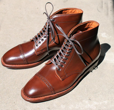 Men Handmade Brown Lace Up Dress Boot, Captoe office boot men