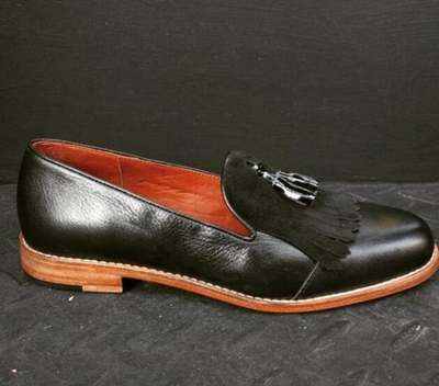 New Pure Handmade Black Leather Stylish Tassel Loafer Shoes For Men's