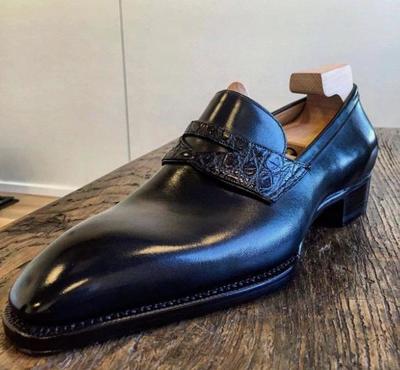 Handmade Mens Black Penny Moccasin Stylish Shoes, loafer Shoes, wedding shoes men