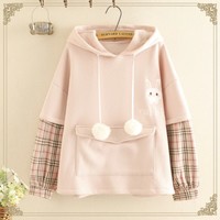 Kawaii Velvet Rabbit Strawberry Sweatshirt Hoodie - Thumbnail 1