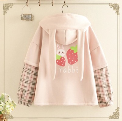 Kawaii Velvet Rabbit Strawberry Sweatshirt Hoodie