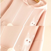 Kawaii Velvet Rabbit Strawberry Sweatshirt Hoodie - Thumbnail 2