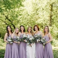 Cheap A-Line V Neck Lilac Chiffon Long Bridesmaid Dress Under 100 - Thumbnail 1