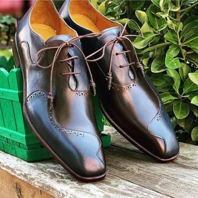 New pure handmade two tone color leather lace up shoes for men's