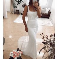 Glitter Mermaid Square Neck Wedding Dresses with Sequins - Thumbnail 1