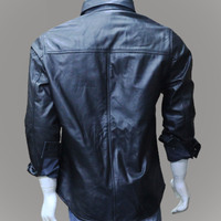 Men's Real Lambskin Genuine Leather Shirt Stylish Biker Shirt for men's - Thumbnail 2