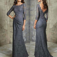 3/4 Long Sleeves Sheath Lace Long Mother of the Bride Dresses,852 - Thumbnail 2