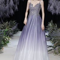 Stylish v neck lace long prom dress evening dress - Thumbnail 1