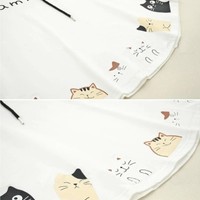 Kawaii Cats Print Vintage Retro Cotton Hoodie - Thumbnail 4