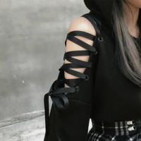Gothic Harajuku Black Cat Ears Hoodie - Thumbnail 2