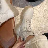 Stylish Transparent Heels Lace up Motorcycle Boots - Thumbnail 6