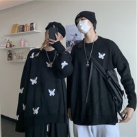 Gothic Butterfly Black Pullover Sweater - Thumbnail 4
