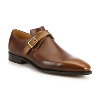 Handmade Men Dress Moccasin Shoes, Men Tan Leather Shoes, Brogue Slip on - Thumbnail 1