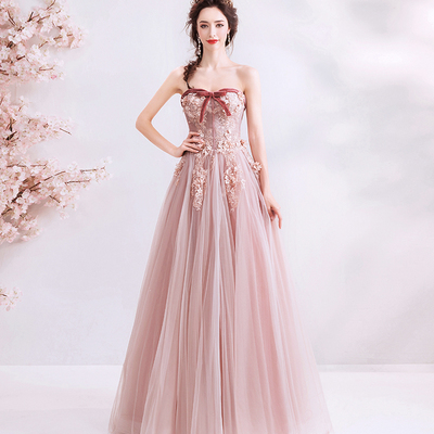 Cute tulle lace long a line prom dress evening dress - Thumbnail 3