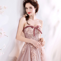 Cute tulle lace long A line prom dress evening dress - Thumbnail 1