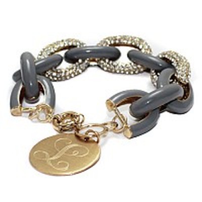 Engraved solid crystal enamal links bracelet