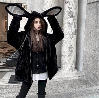Cute Bunny Ears Plush Jacket