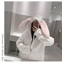 Cute Bunny Ears Plush Jacket - Thumbnail 7