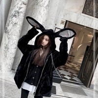 Cute Bunny Ears Plush Jacket - Thumbnail 2