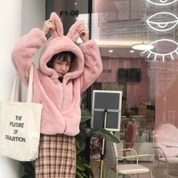 Fluffy Kawaii Bunny Ears Coat - Thumbnail 2