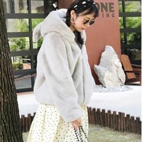 Fluffy Kawaii Bunny Ears Coat - Thumbnail 4