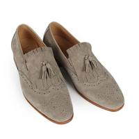 Handmade Loafer Gray Formal Shoes, Brogues Shoes, Men Fringe Handmade Shoes - Thumbnail 1
