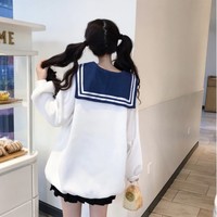 Kawaii Printed Sailor Collar Sweatshirt - Thumbnail 5