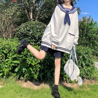 Preppy Style Sailor Spring and Autumn Hoodies - Thumbnail 4