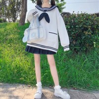 Preppy Style Sailor Spring and Autumn Hoodies - Thumbnail 7