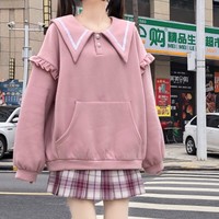 Sailor Collar Kawaii Bunny Ears Hoodies - Thumbnail 2