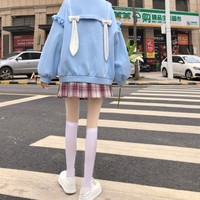 Sailor Collar Kawaii Bunny Ears Hoodies - Thumbnail 4