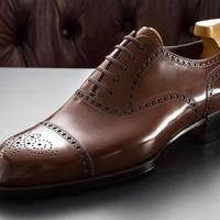 New Brown Cap Toe Shoes, Oxfords Lace up Shoes, Men's Brogue Leather Shoes - Thumbnail 1