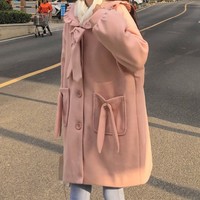 Cute Woolen Bowknot Jacket Coat - Thumbnail 3