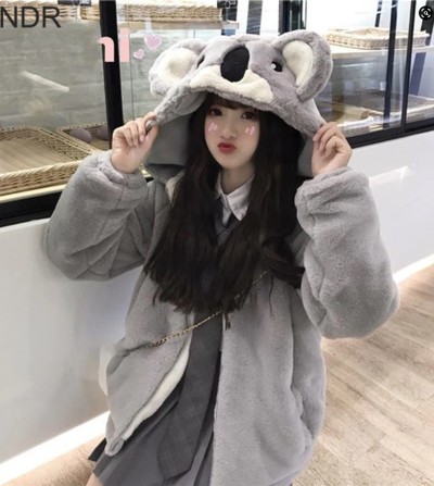 Japanese Kawaii Lolita Koala Ears Hooded Jacket