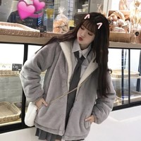 Japanese Kawaii Lolita Koala Ears Hooded Jacket - Thumbnail 2
