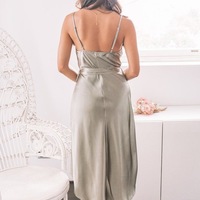 Spaghetti Straps Bridesmaid Dresses Cowl Neckline - Thumbnail 2