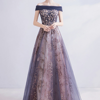 Shiny tulle sequins long prom dress evening dress - Thumbnail 7