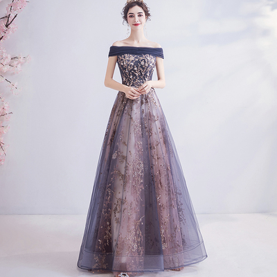 Shiny tulle sequins long prom dress evening dress - Thumbnail 4