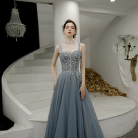 Cute tulle long A line prom dress evening dress - Thumbnail 6