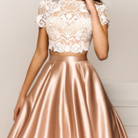 Customize Bateau Neck party dress, Two Pieces prom gowns , Short Sleeves ball gowns, Lace Evening Dress Prom Dresses,sexy prom gowns,new fashion,612 - Thumbnail 1