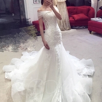 Off the Shoulder Appliques Mermaid Wedding Dress,Princess Wedding Bridal Gowns,860 - Thumbnail 1
