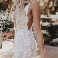  Elegant Beach Wedding Dresses,Lace Bridal Gowns with Beads,Boho Bridal Dresses,859 - Thumbnail 4