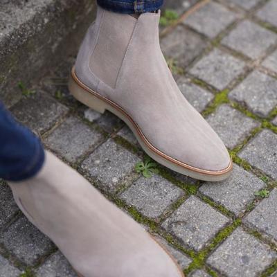 Handmade men grey suede chelsea boot, new ankle boot