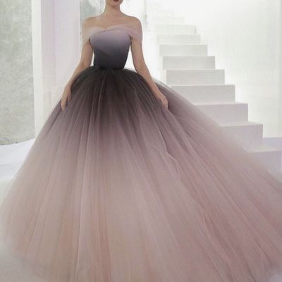 Off-the-shoulder prom gown,ombre ball gown,ombre prom dresses cheap evening dresses，861