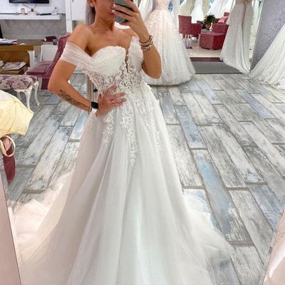 Off the shoulder bridal gown wedding dress - Thumbnail 2