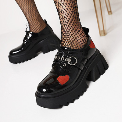 Red Heart Chunky Heeled Shoes