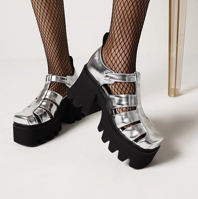 Punk Cut-Out Chunky Heels Shoes