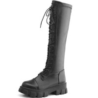 Gothic Punk Black Platform Motrocycle Boots - Thumbnail 1