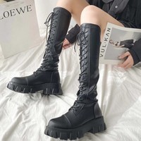 Gothic Punk Black Platform Motrocycle Boots - Thumbnail 3